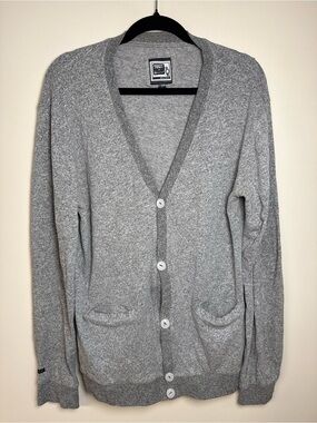 Tobey & Max Cardigan Sz Large Soft Gray Knit Button Front Cozy Layering Sweater